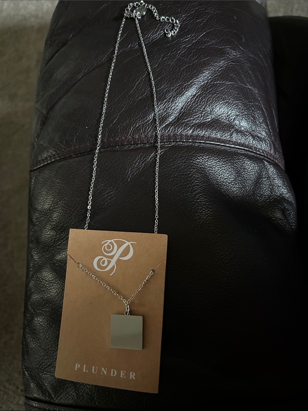 Plunder Silver Square Pendant Necklace - Silver